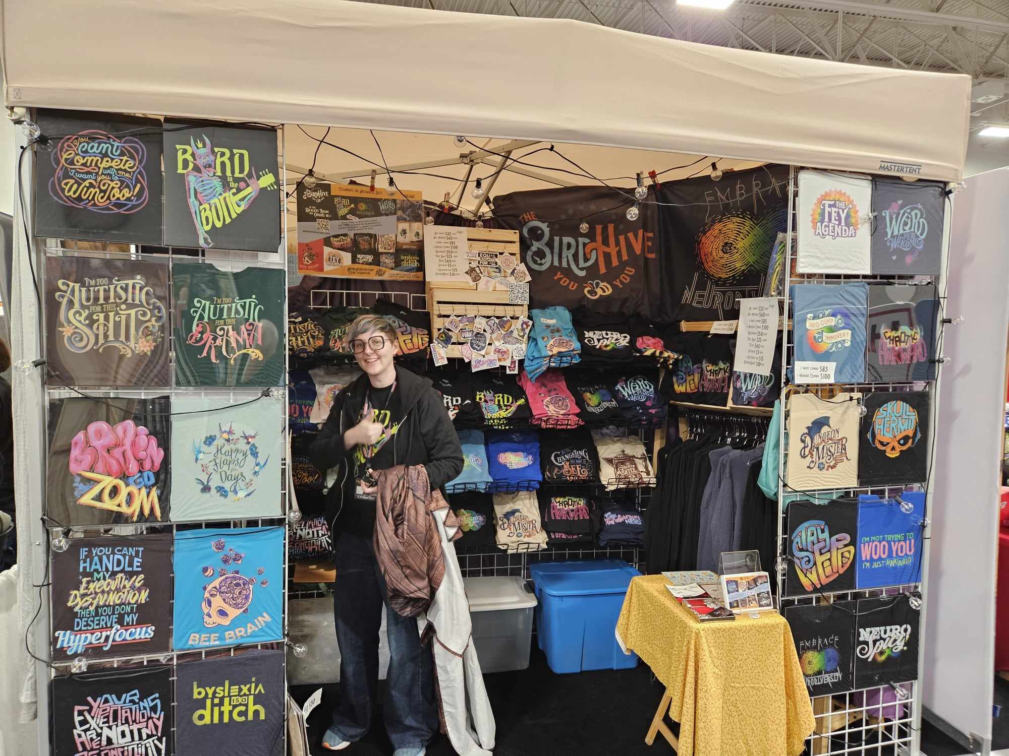 The Birdhive Booth at Gamehole Con in Madison Wi. in October of 2024