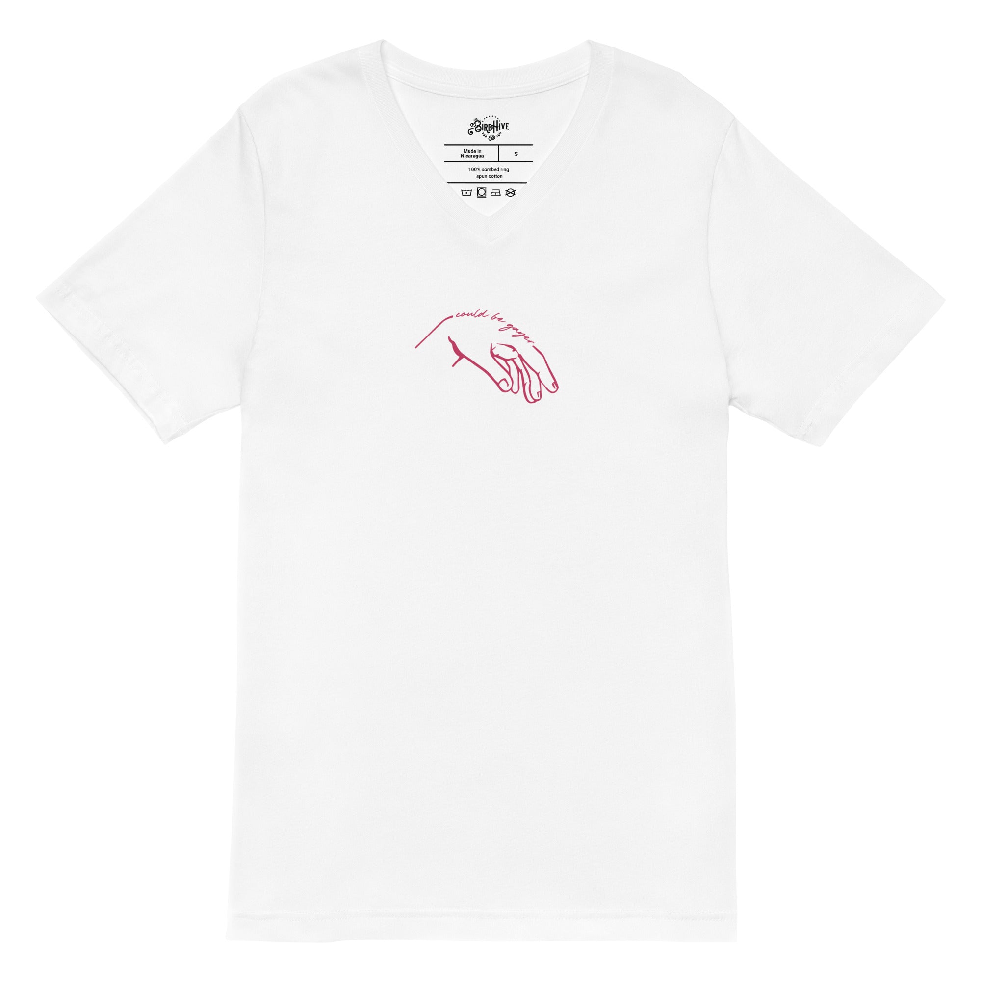 "could be gayer" Unisex Short Sleeve V-Neck T-Shirt