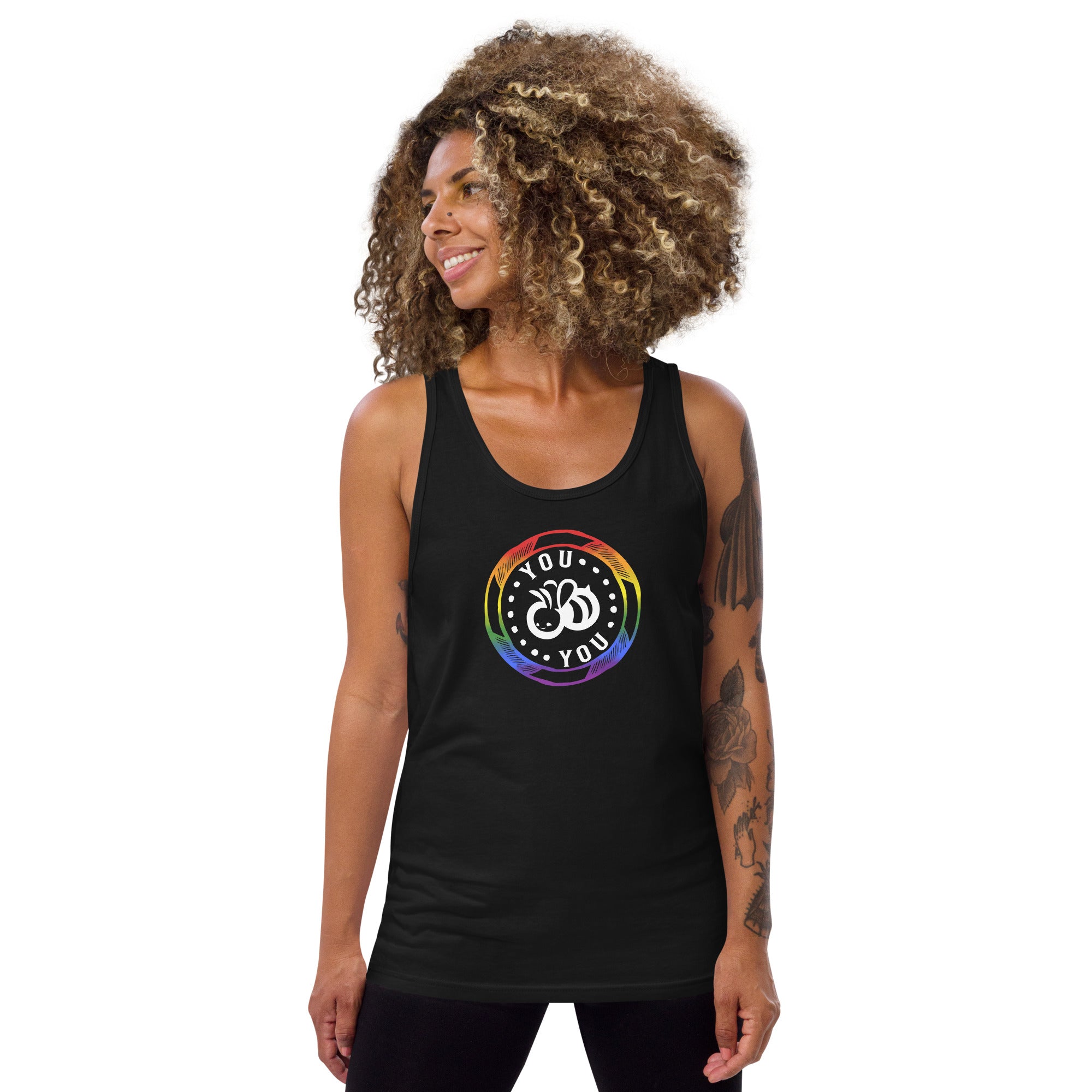 You "Bee" You Pride Flag Colors Unisex Fit Tank Top IN BLACK