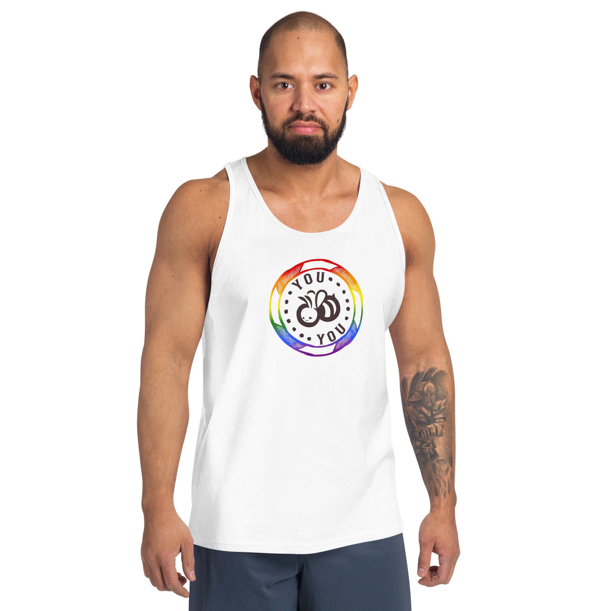 You "Bee" You Pride Flag Colors Unisex Fit Tank Top IN WHITE