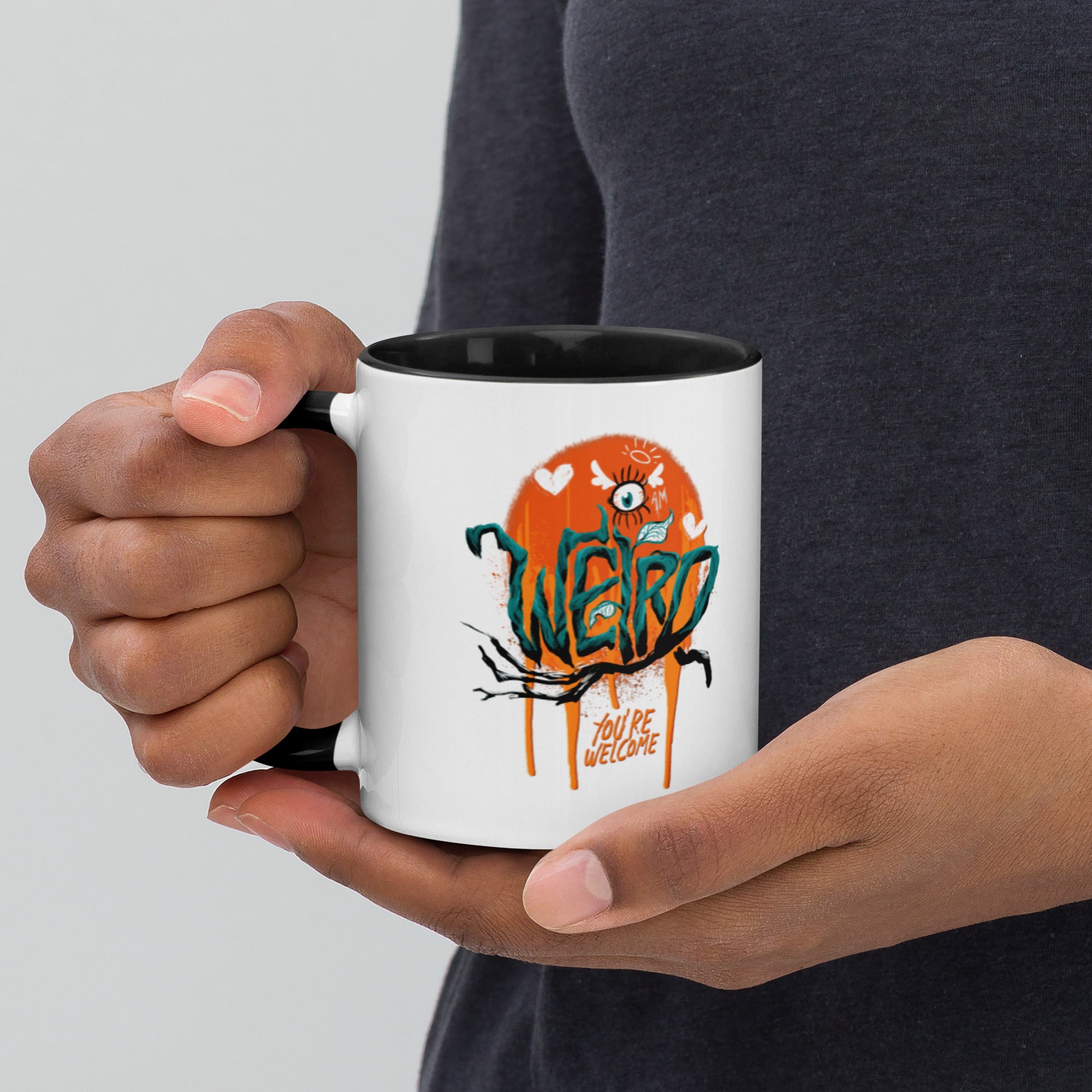 "I'm Weird, You're Welcome" Mug with Color Inside
