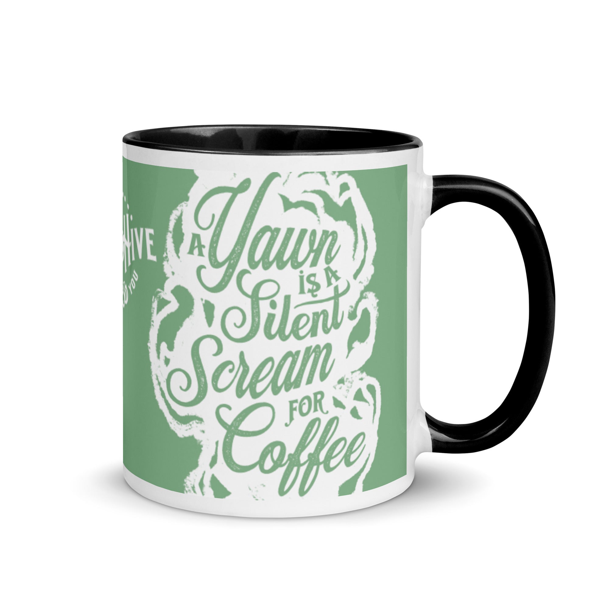 "A Yawn is a Silent Scream for Coffee" Mug with Color Inside