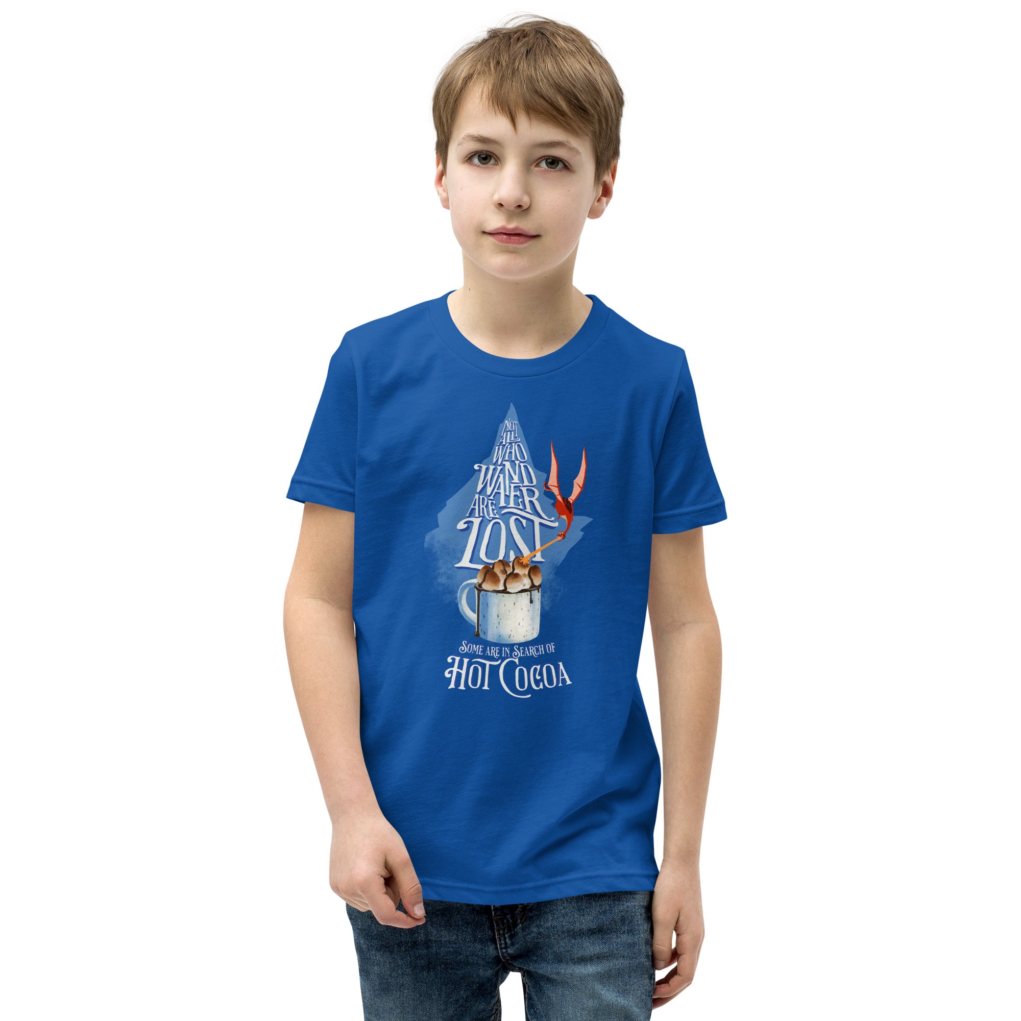 Youth: “Not All Who Wander Are Lost. Some Are In Search Of Hot Cocoa” Short Sleeve T-Shirt
