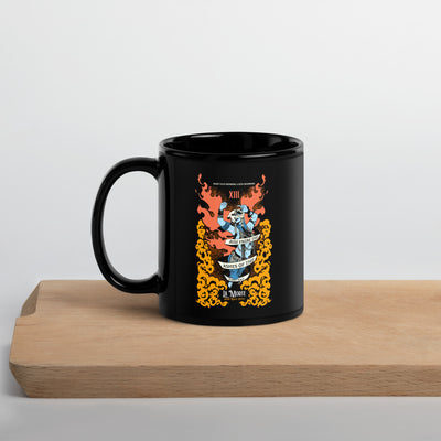 "La Morte, Dark Roast Tarot Coffee" Black Glossy Mug