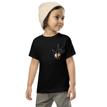 Toddler: ASL "I Love You- LBGTQ" on black Short Sleeve Tee