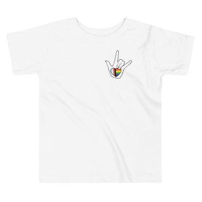 Toddler: ASL "I Love You- LBGTQ" on light Short Sleeve Tee