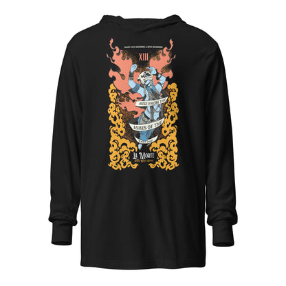 "La Morte, Dark Roast Tarot Coffee" Hooded long-sleeve tee