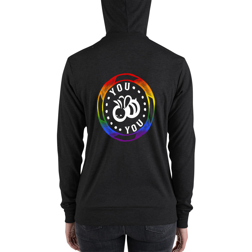 "You 'BEE' You" pride colors Unisex zip hoodie