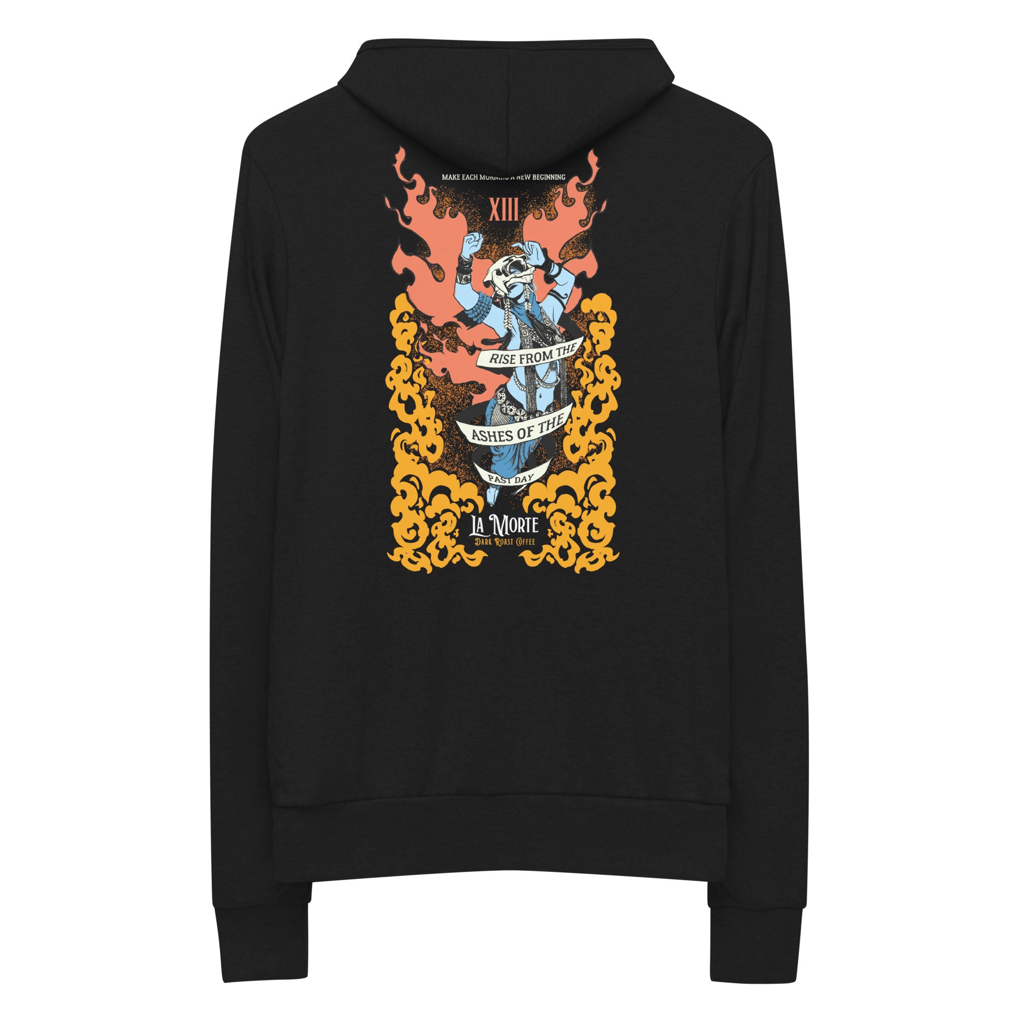 "La Morte, Dark Roast Tarot Coffee" Unisex zip hoodie