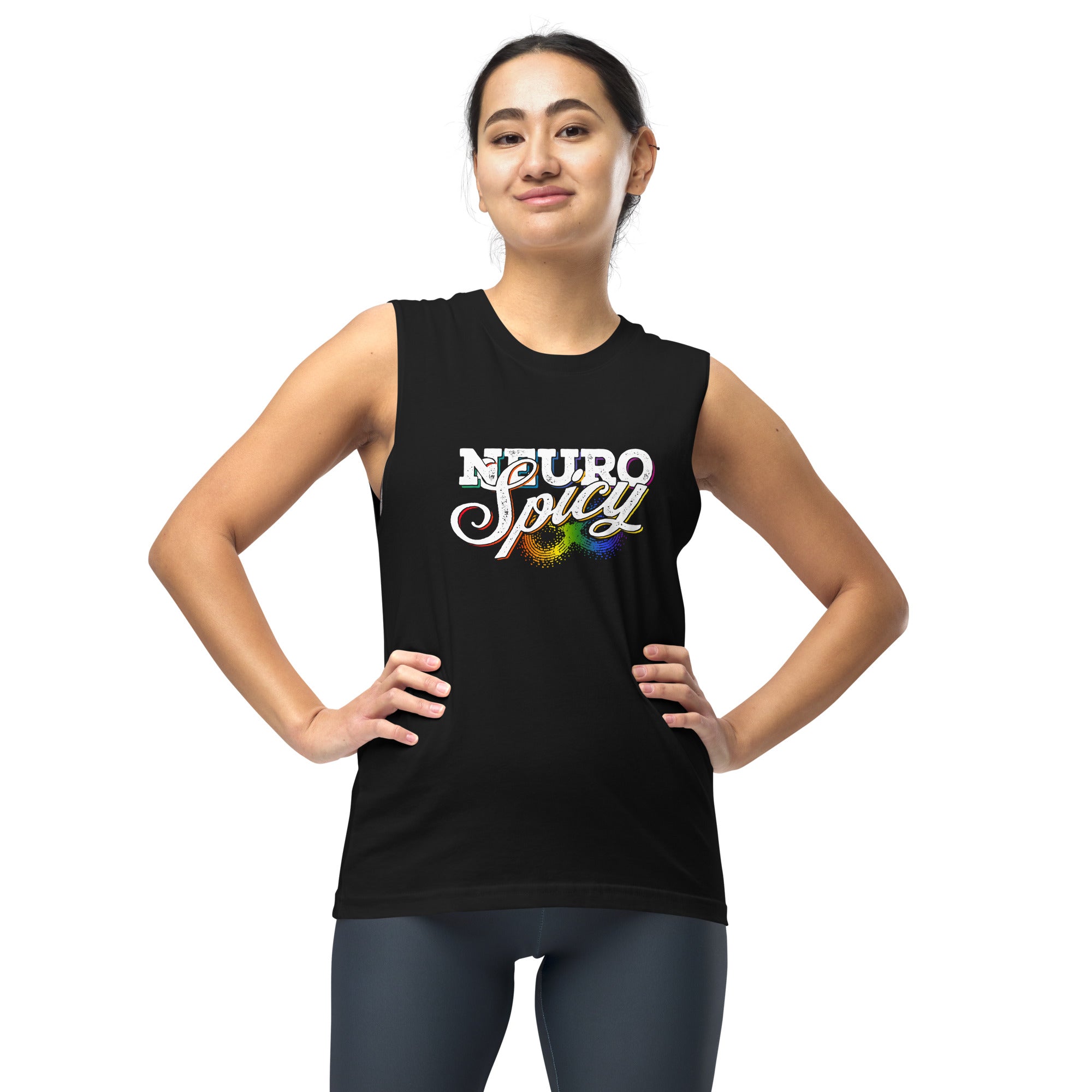 "Neuro Spicy" on black Sleeveless Shirt