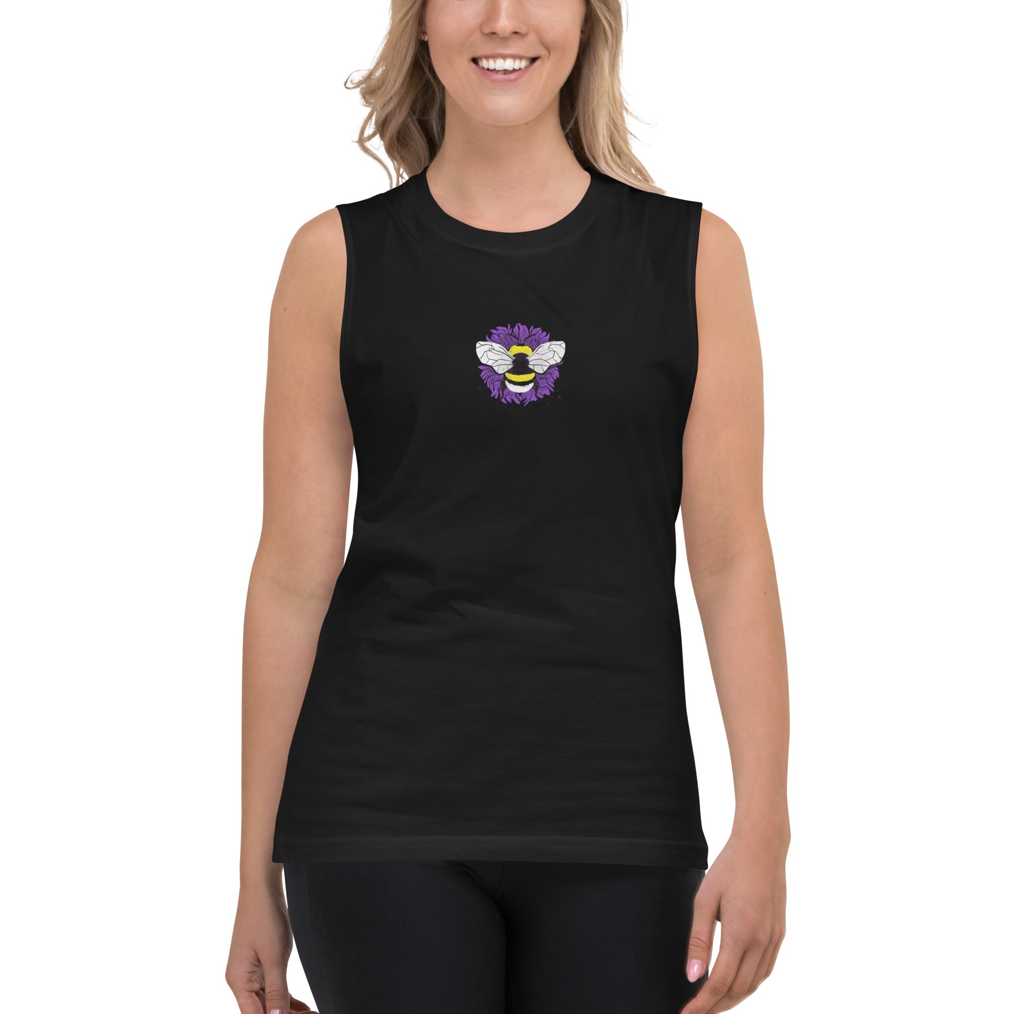 "EnBEE" in pride colors on black Sleeveless Shirt