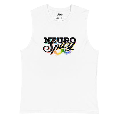 "Neuro Spicy" on white Sleeveless Shirt