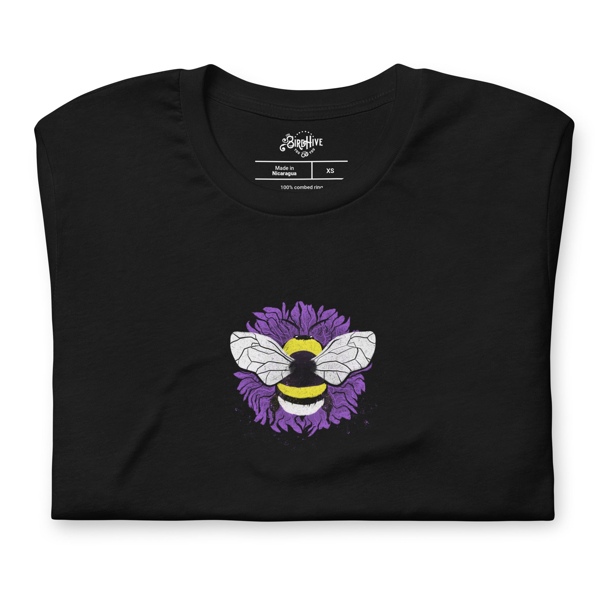 "EnBEE" in pride colors on a black Unisex t-shirt