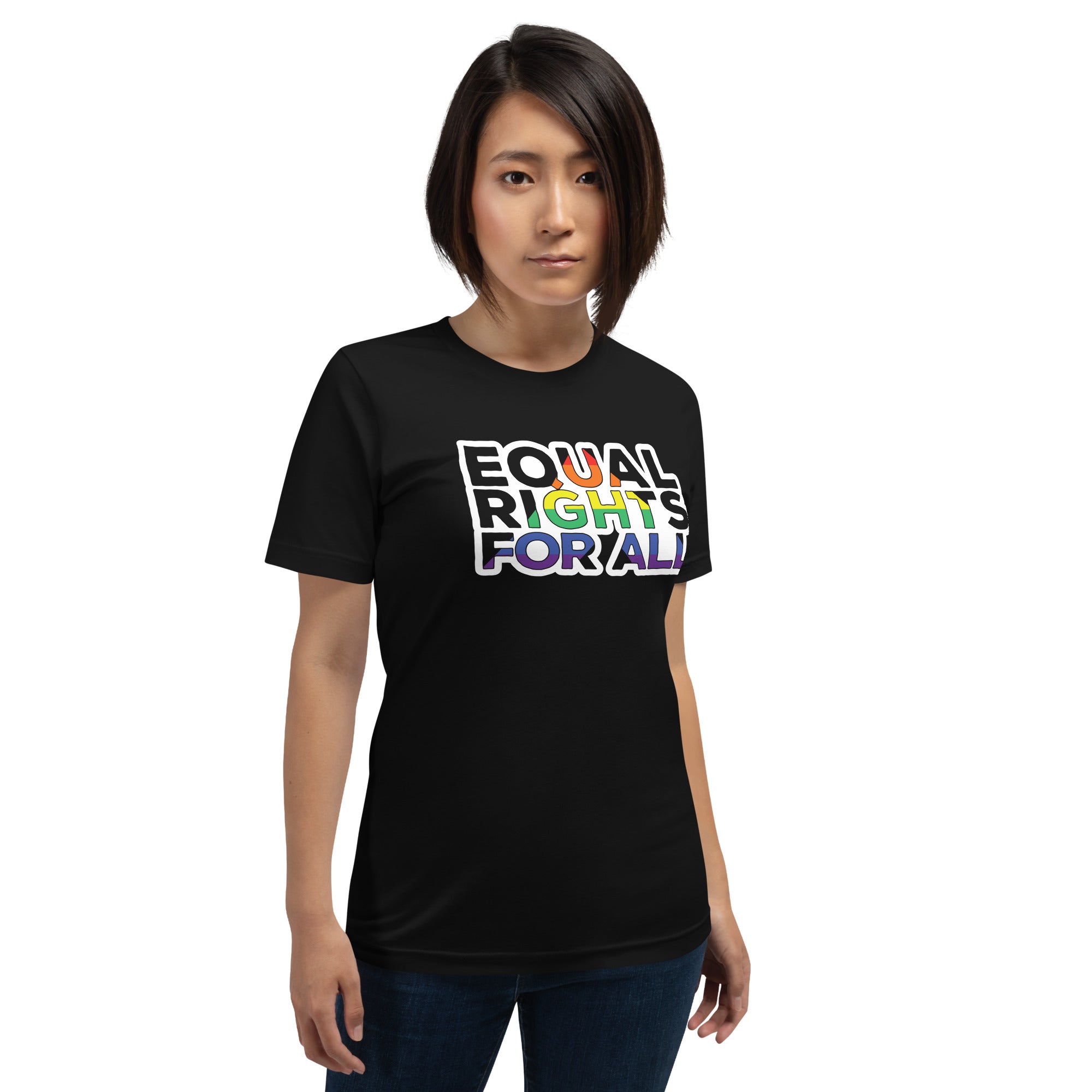 "Equal Rights for All" on black Unisex t-shirt