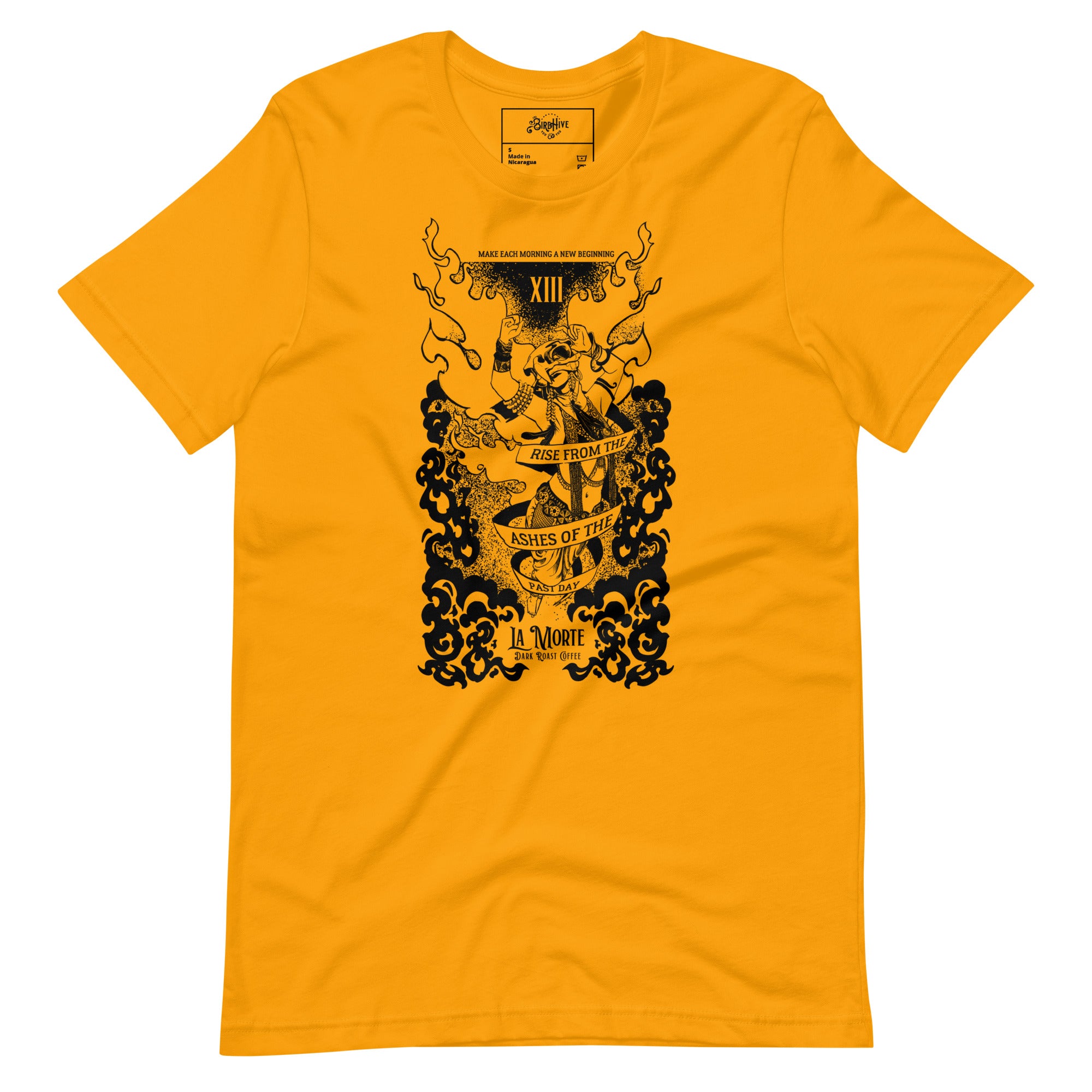 "La Morte, Dark Roast Tarot Coffee" Line Art Unisex t-shirt