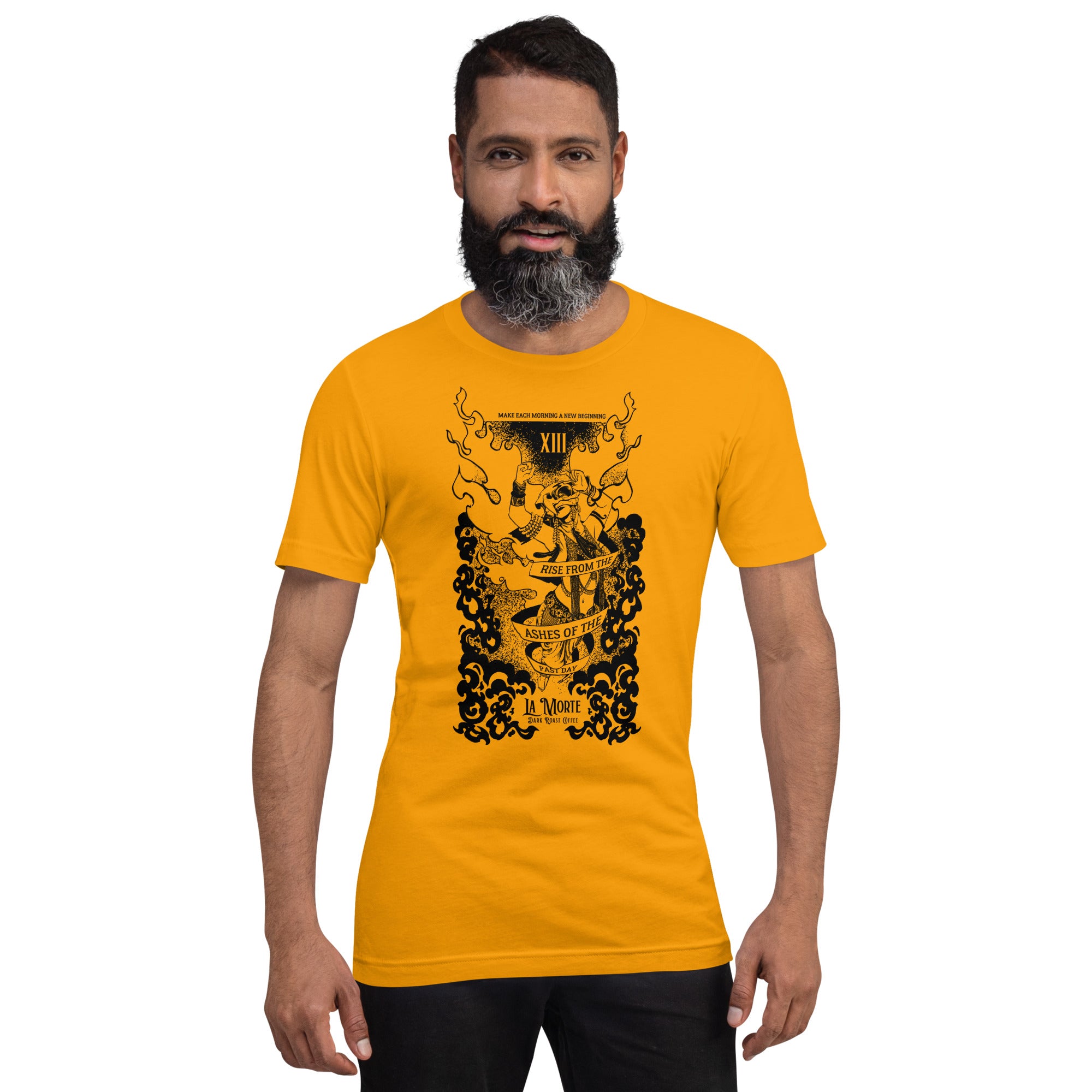 "La Morte, Dark Roast Tarot Coffee" Line Art Unisex t-shirt