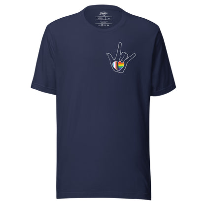 ASL "I Love You- LBGTQ" on dark Unisex t-shirt