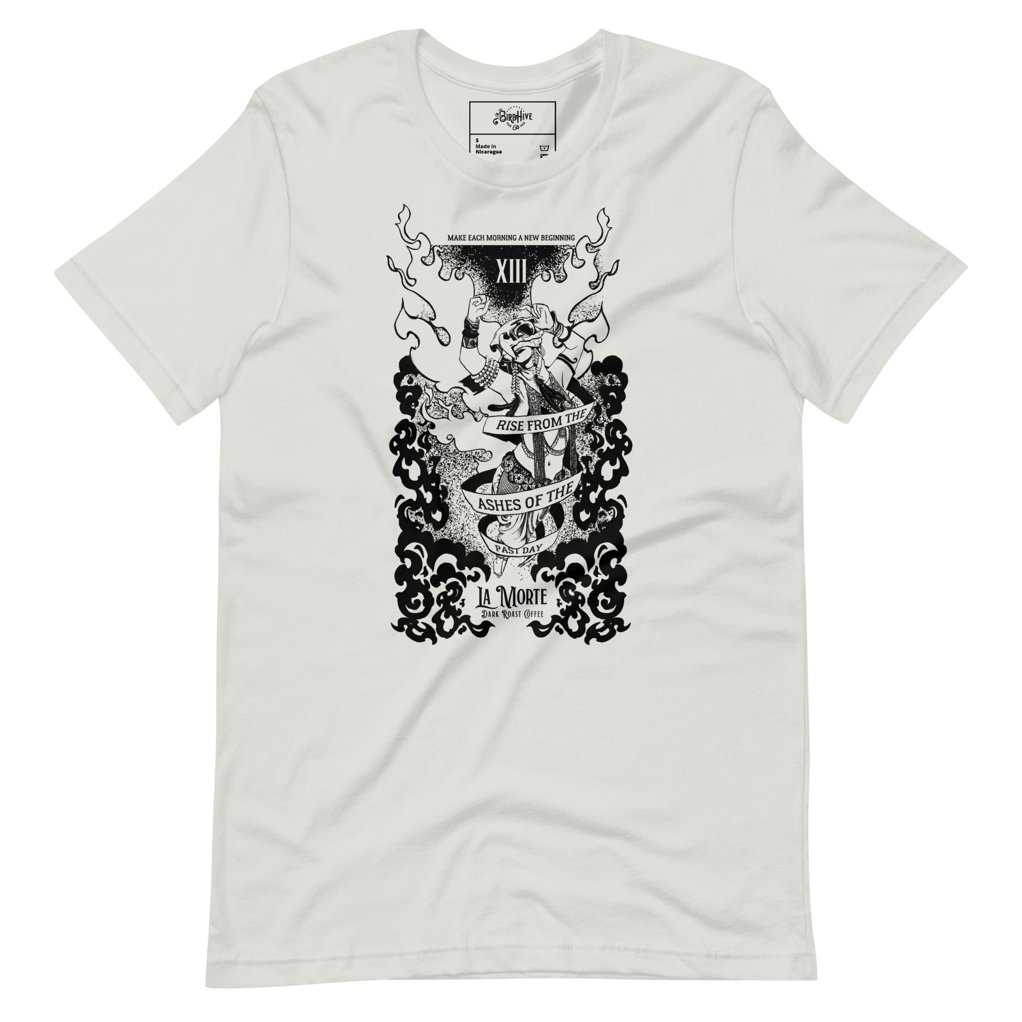 "La Morte, Dark Roast Tarot Coffee" Line Art Unisex t-shirt