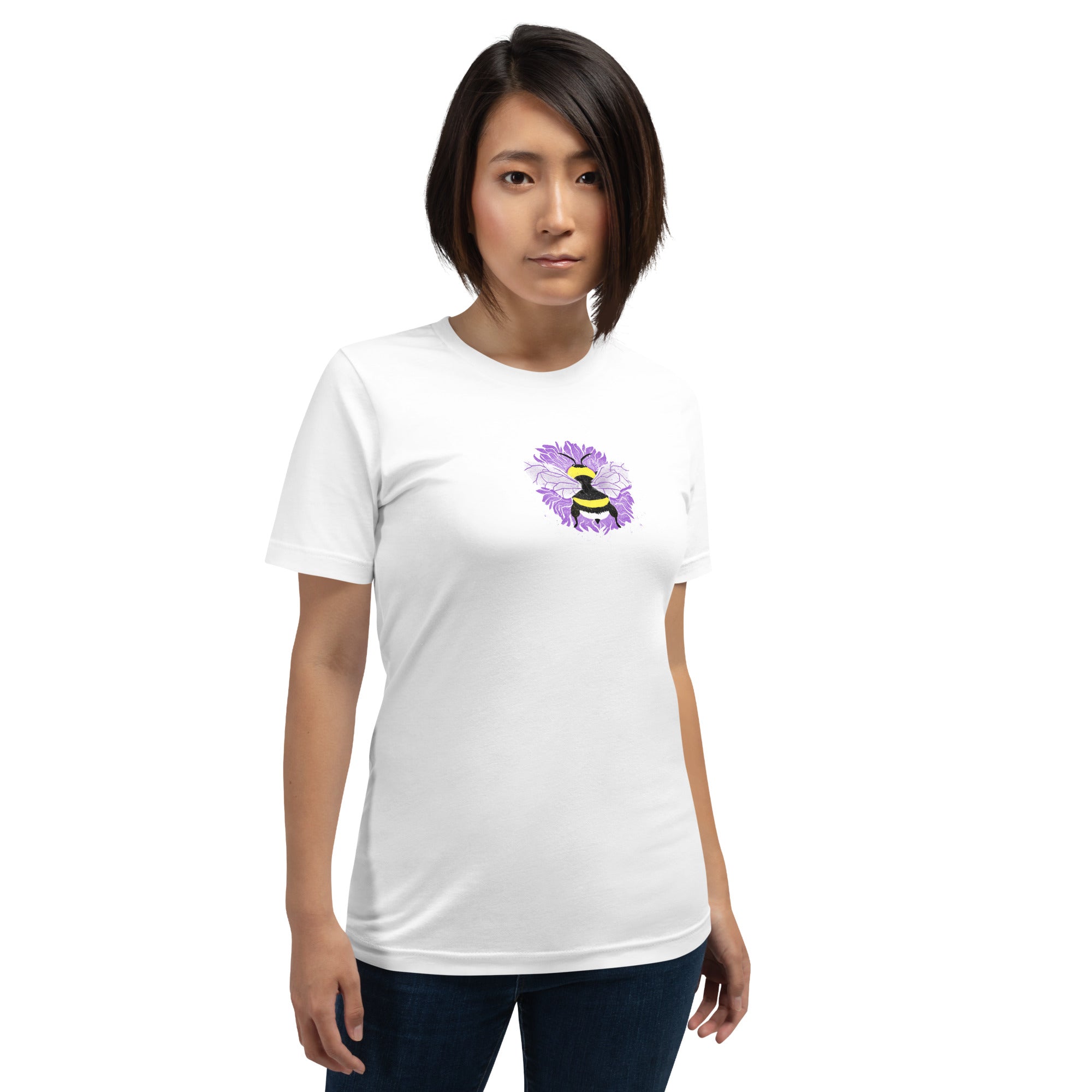 "EnBEE" in pride colors on white Unisex t-shirt