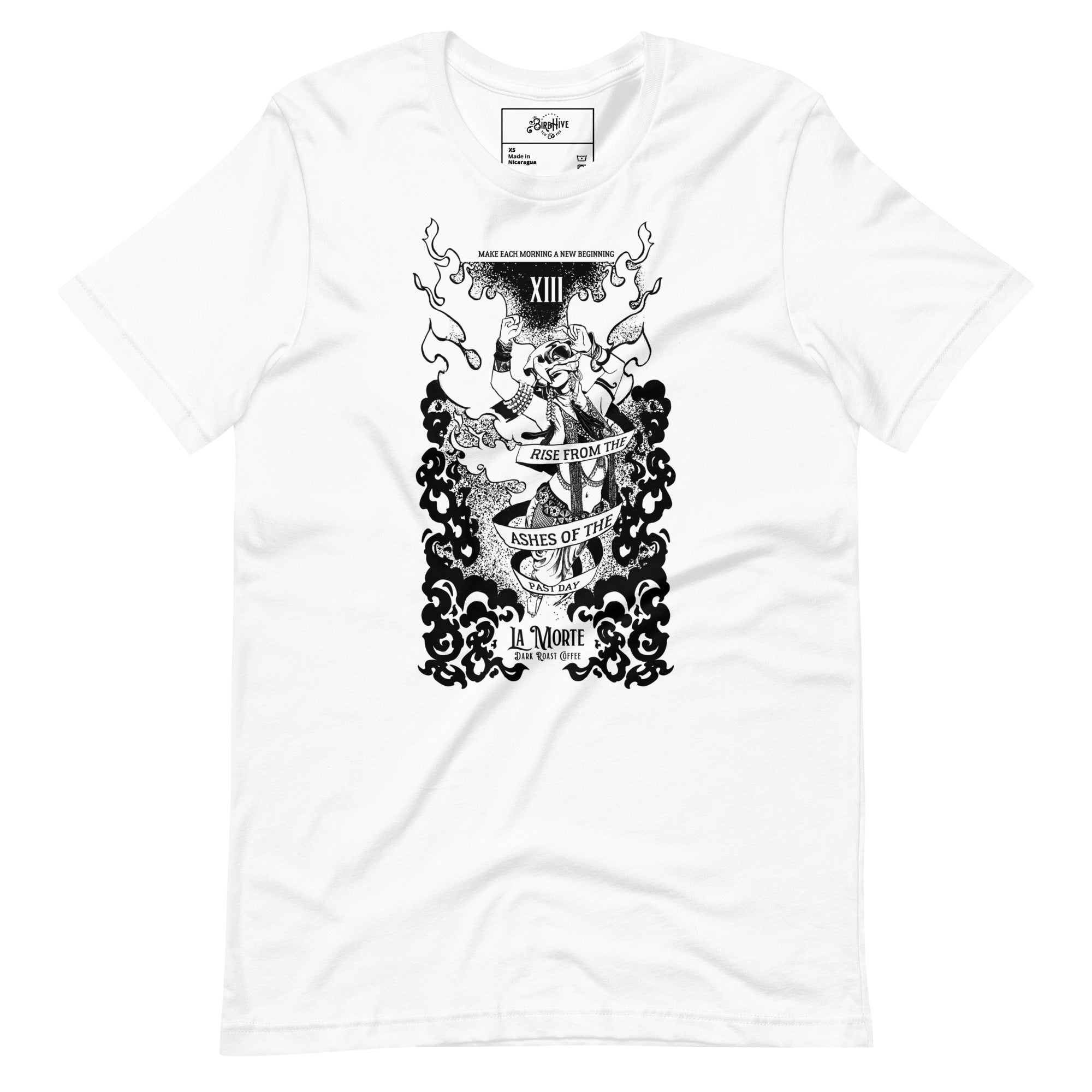 "La Morte, Dark Roast Tarot Coffee" Line Art Unisex t-shirt