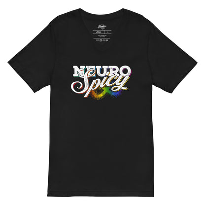 "Neuro-Spicy" on black Unisex Short Sleeve V-Neck T-Shirt