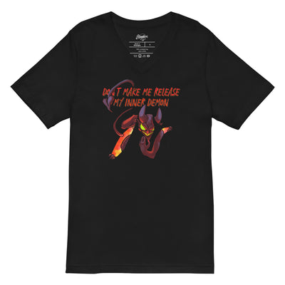 "Don't Make Me Release My Inner Demon" Unisex Short Sleeve V-Neck T-Shirt