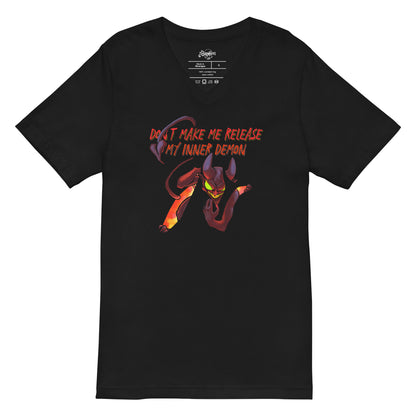 "Don't Make Me Release My Inner Demon" Unisex Short Sleeve V-Neck T-Shirt