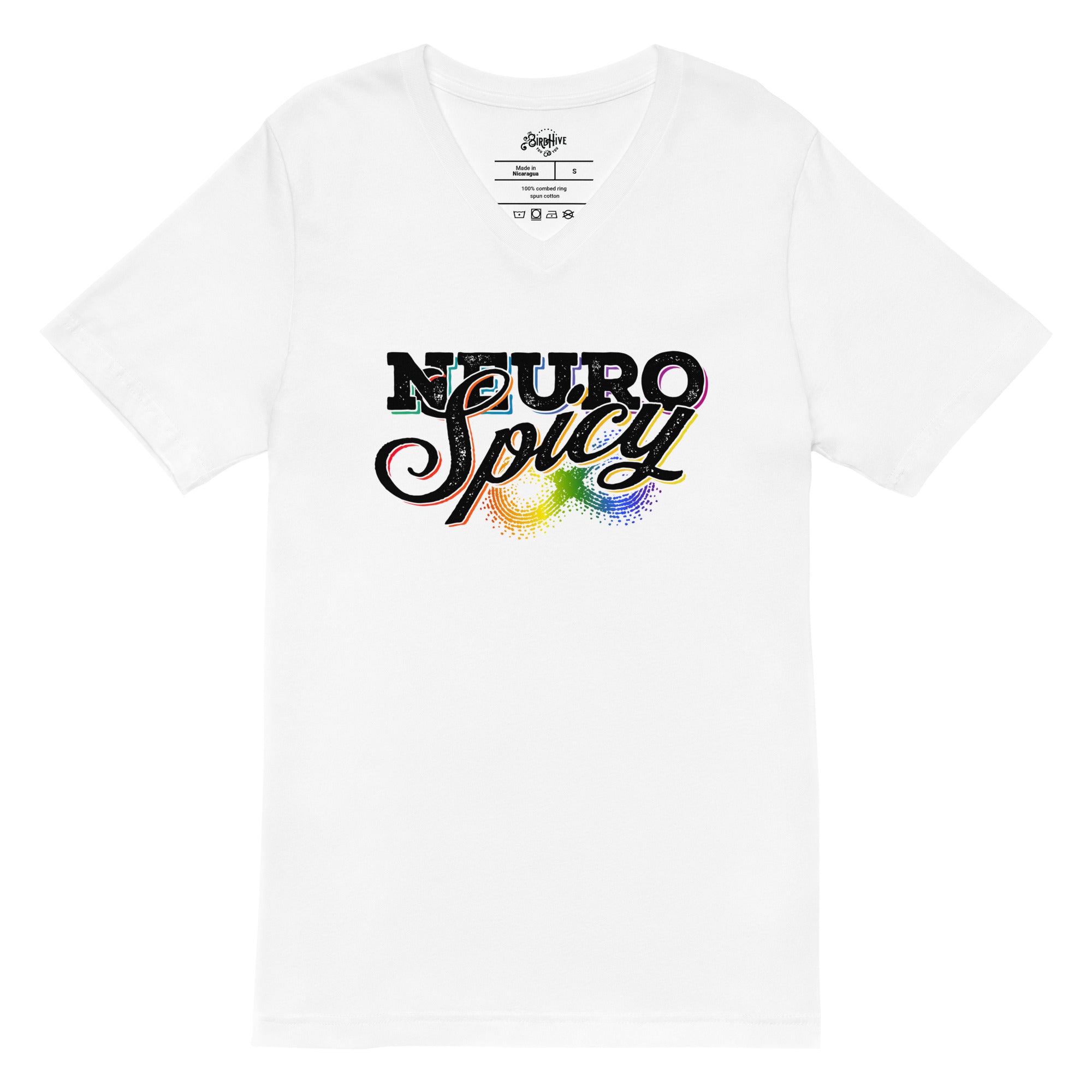 "Neuro-Spicy" on white Unisex Short Sleeve V-Neck T-Shirt