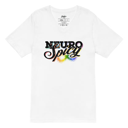 "Neuro-Spicy" on white Unisex Short Sleeve V-Neck T-Shirt