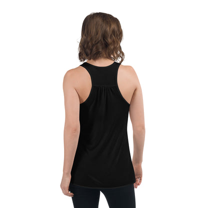 "EnBEE" in pride colors on black fem Flowy Racerback Tank