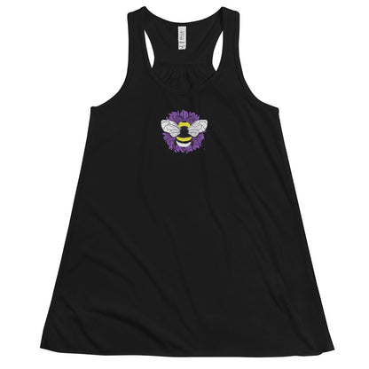 "EnBEE" in pride colors on black fem Flowy Racerback Tank