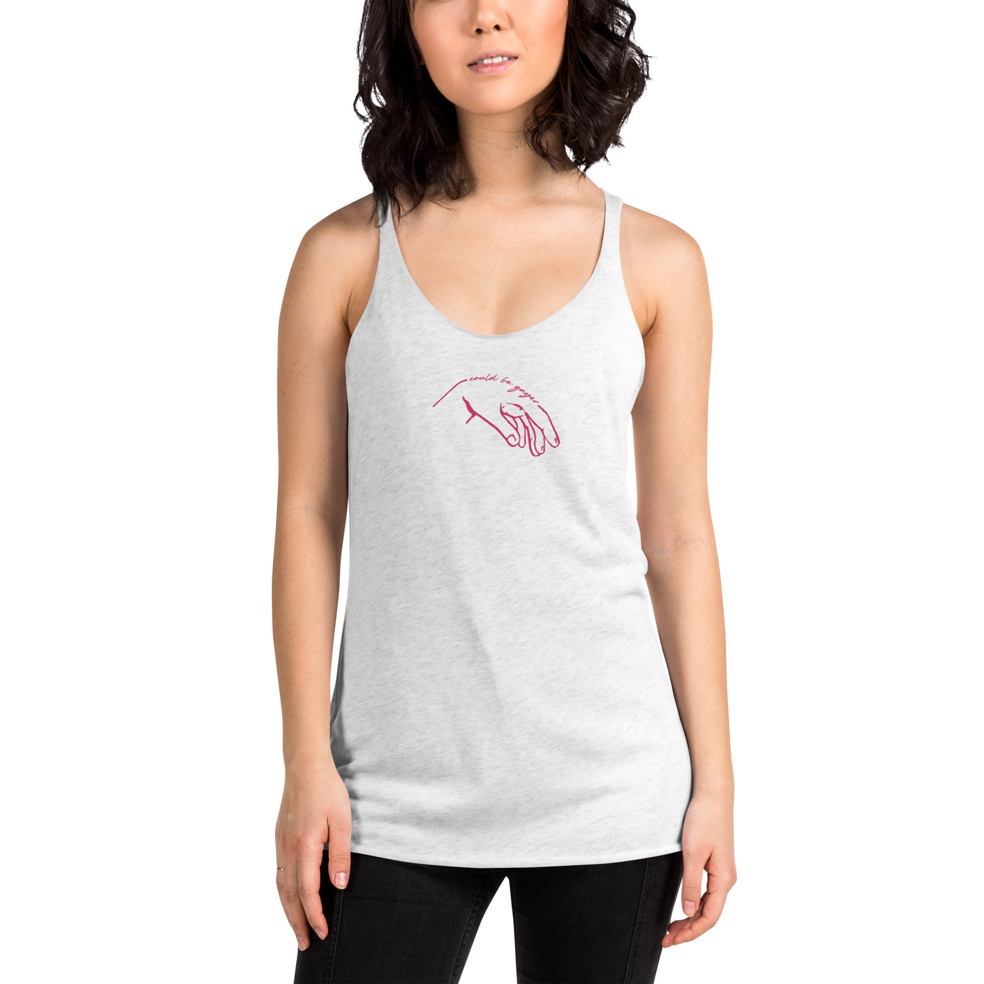 "could be gayer" Fem Racerback Tank