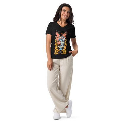 "La Morte, Dark Roast Tarot Coffee" Fem relaxed v-neck t-shirt