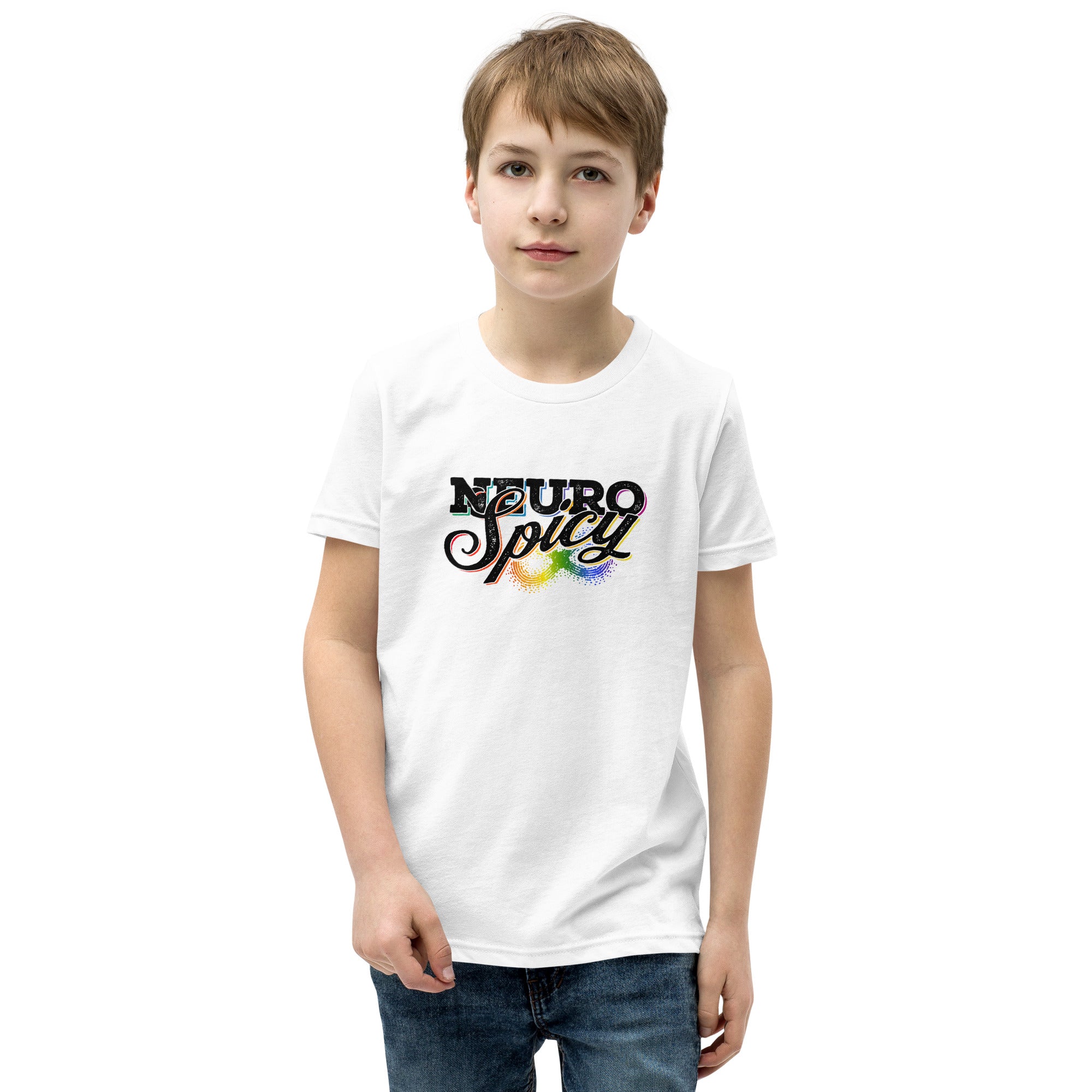 Youth: "Neuro Spicy" on white Short Sleeve T-Shirt