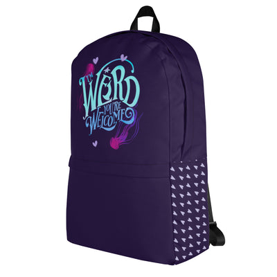 Blue "I'm Weird, You're Welcome" Backpack