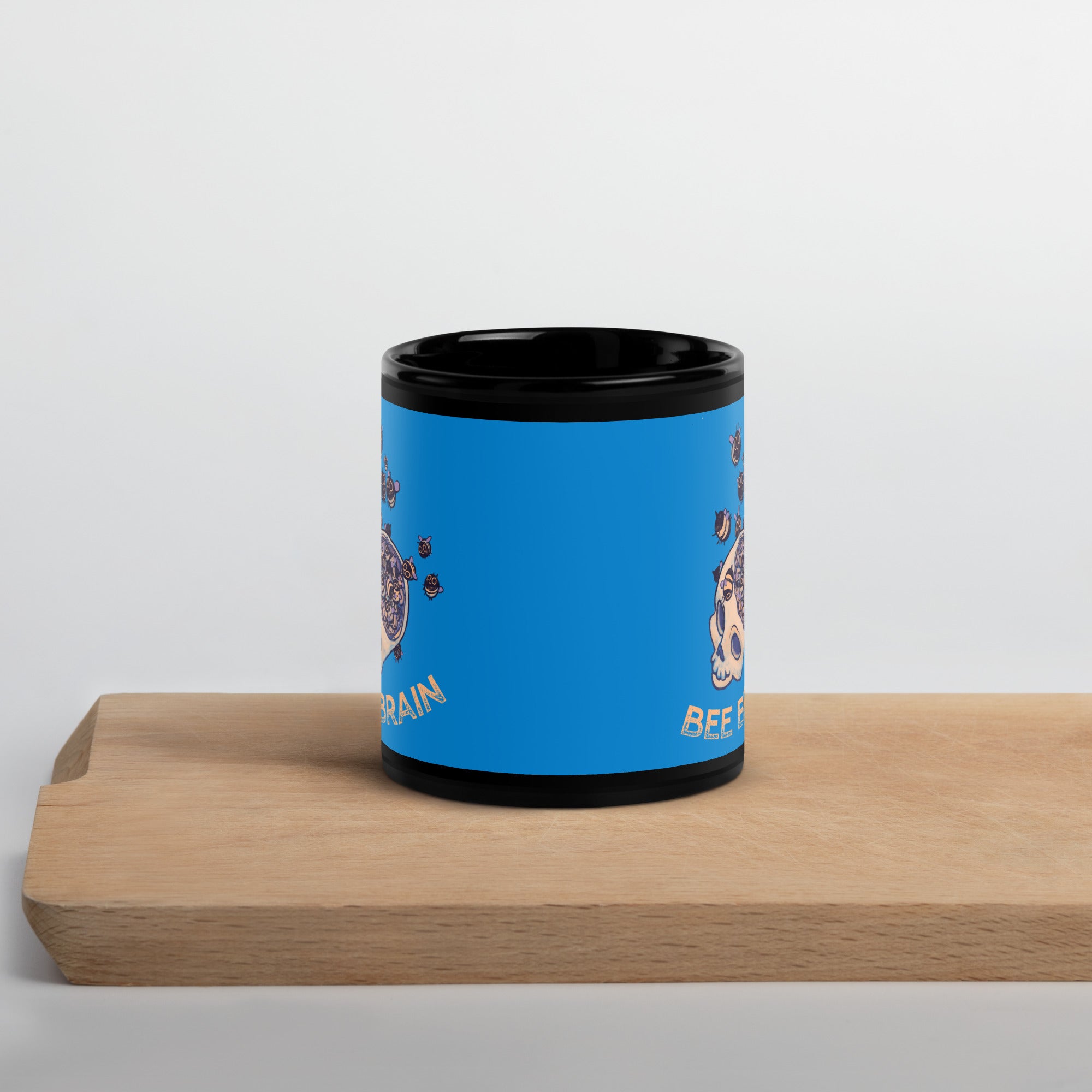 "Bee Brain" Black Glossy Mug