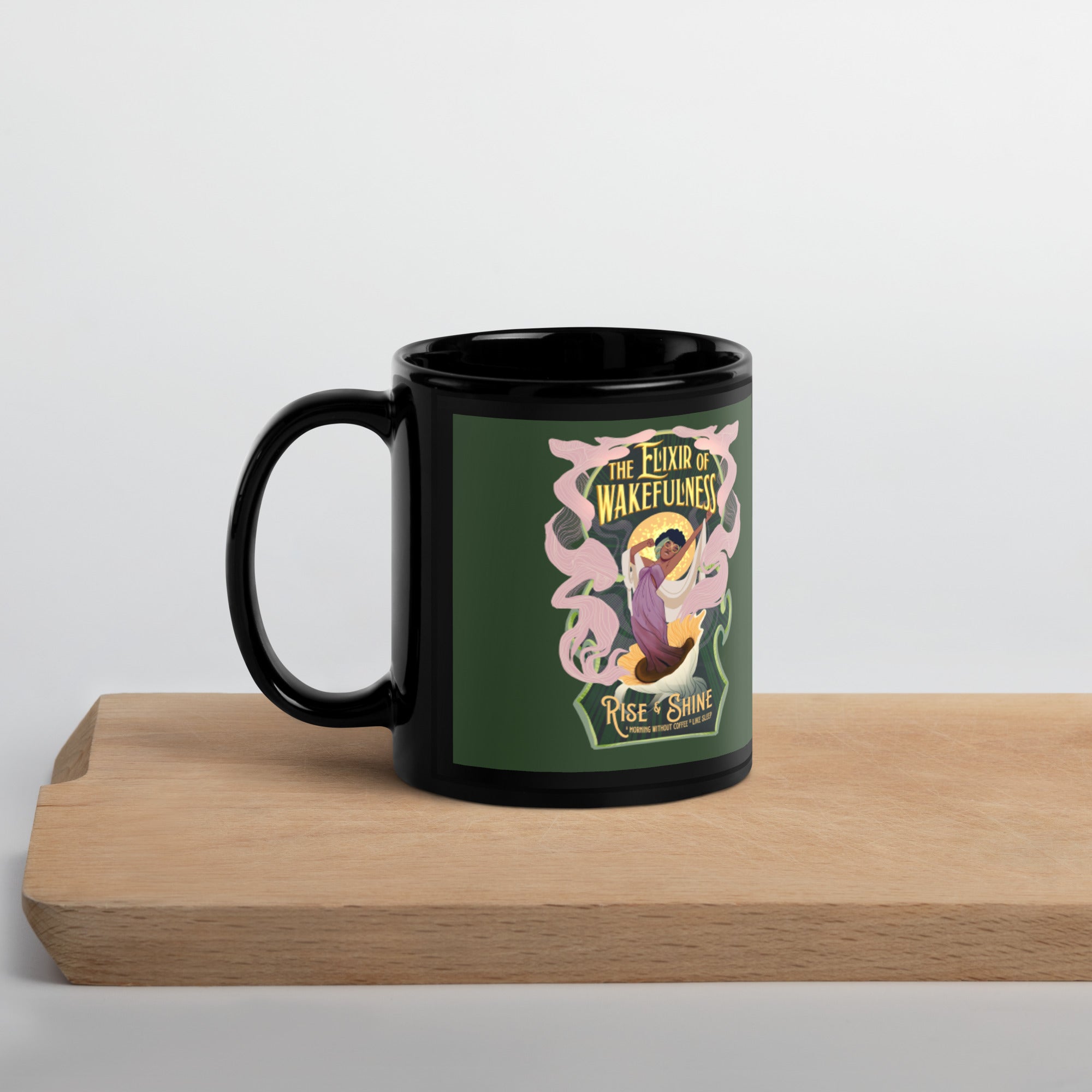 "Elixir of Wakefulness" Black Glossy Mug