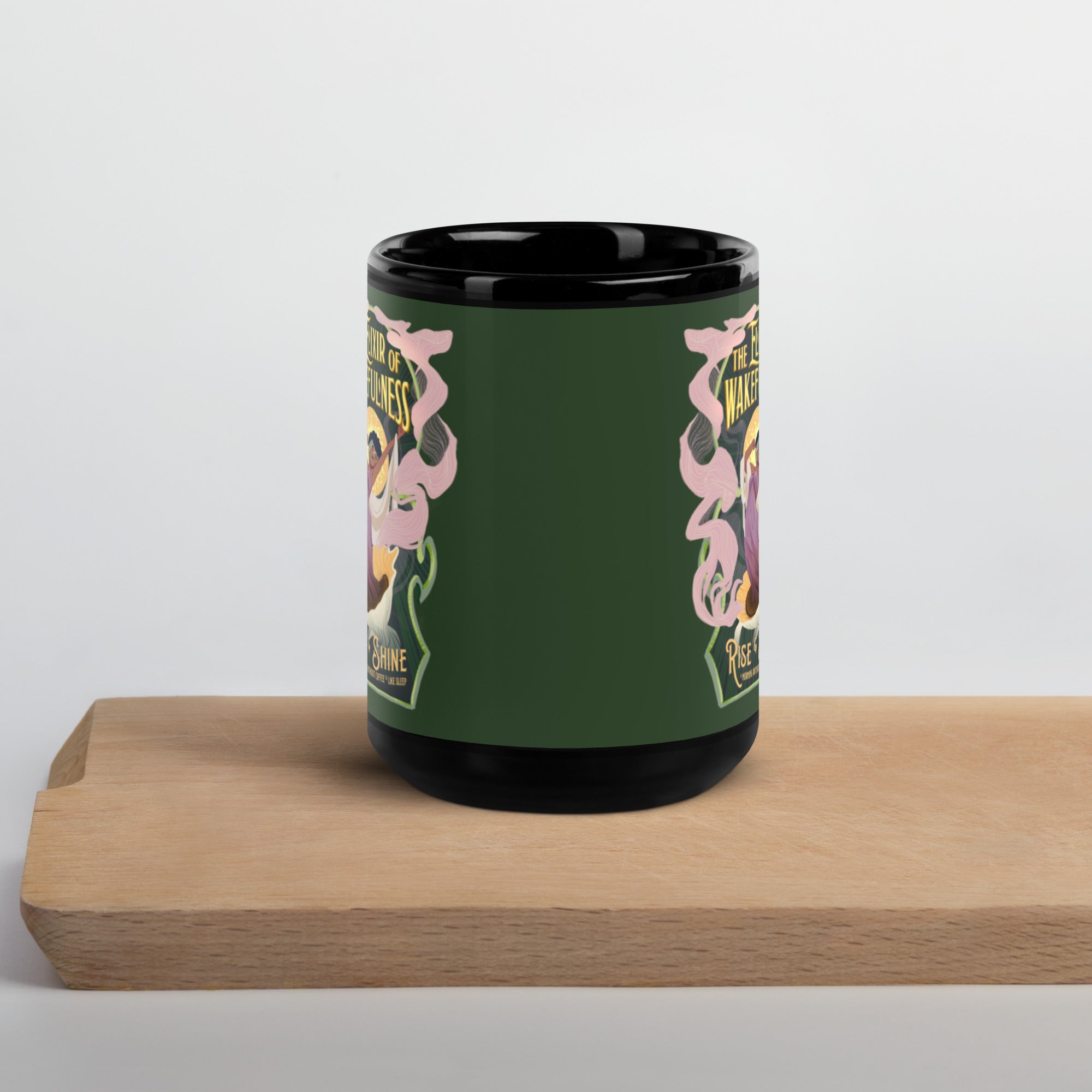 "Elixir of Wakefulness" Black Glossy Mug