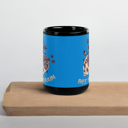 "Bee Brain" Black Glossy Mug