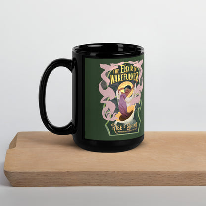 "Elixir of Wakefulness" Black Glossy Mug