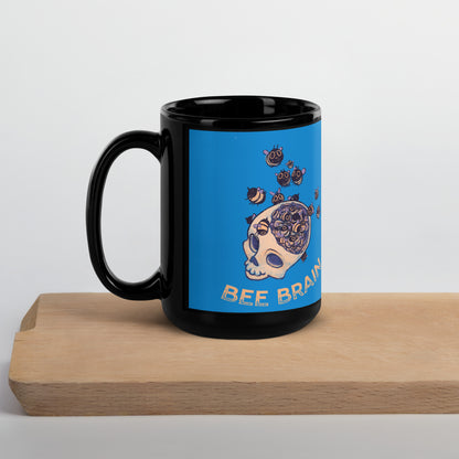 "Bee Brain" Black Glossy Mug