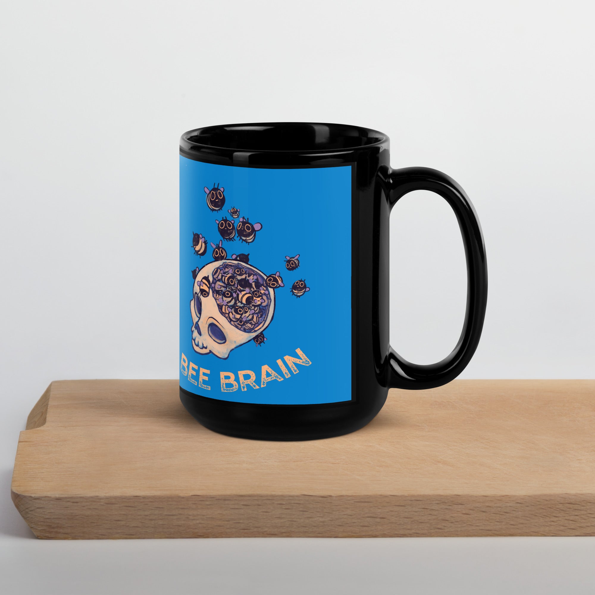 "Bee Brain" Black Glossy Mug