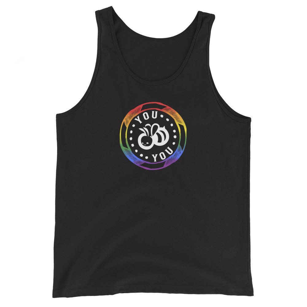 You "Bee" You Pride Flag Colors Masc Fit Tank Top IN BLACK