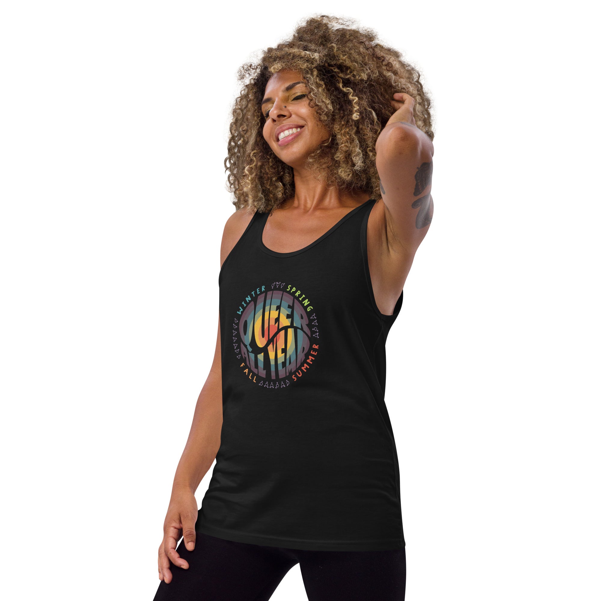 “Queer All Year” Unisex Tank Top