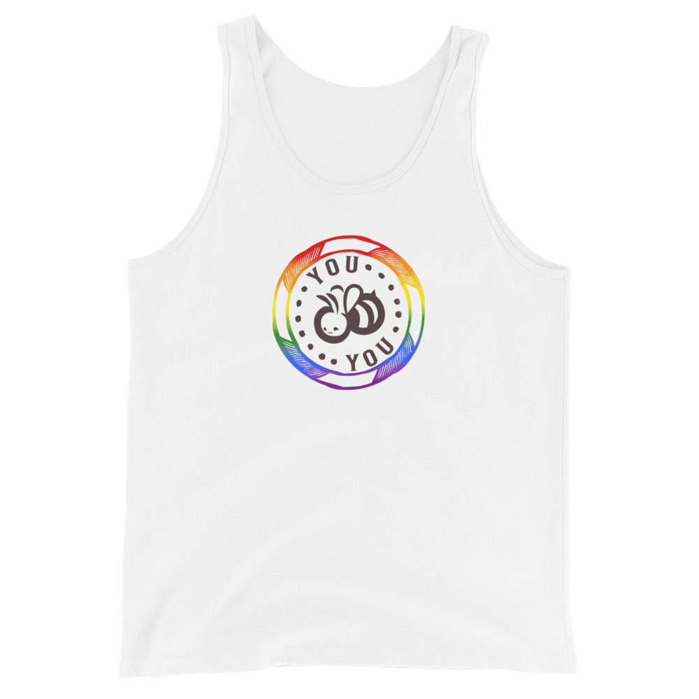 You "Bee" You Pride Flag Colors Masc Fit Tank Top IN WHITE