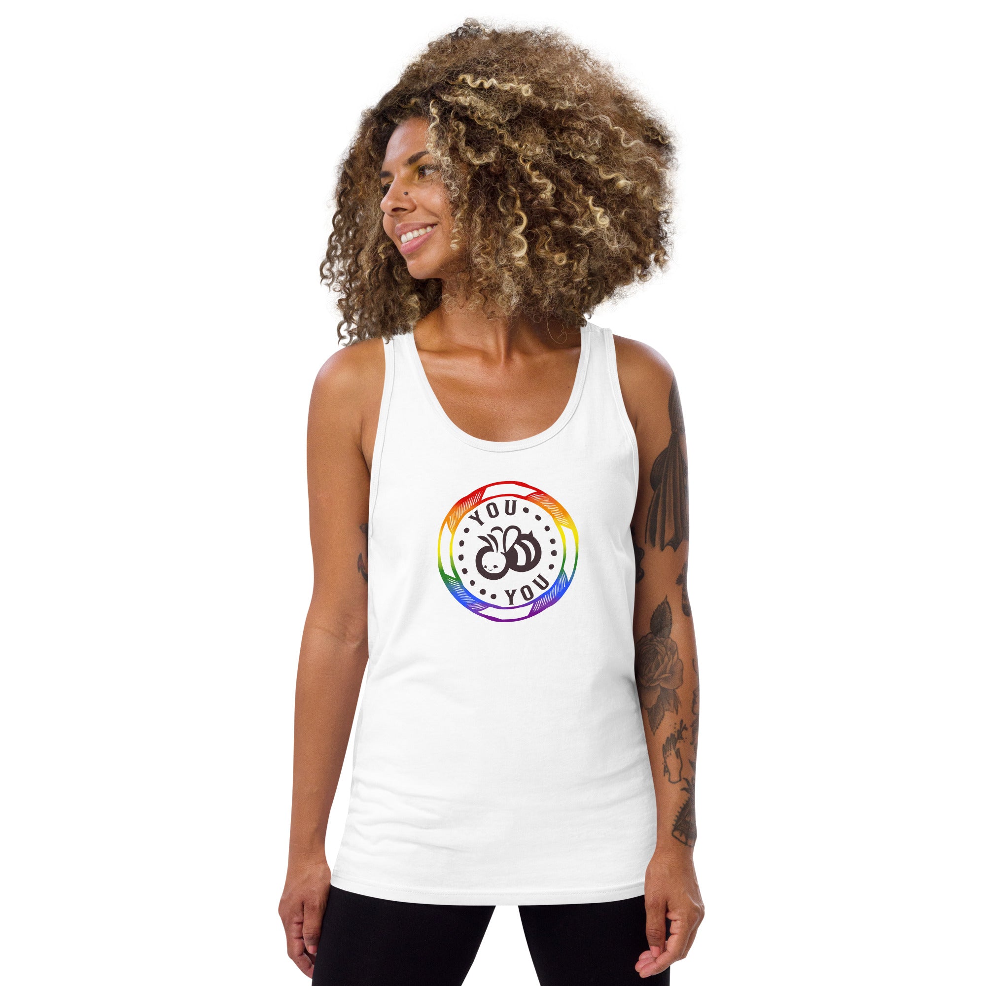 You "Bee" You Pride Flag Colors Masc Fit Tank Top IN WHITE