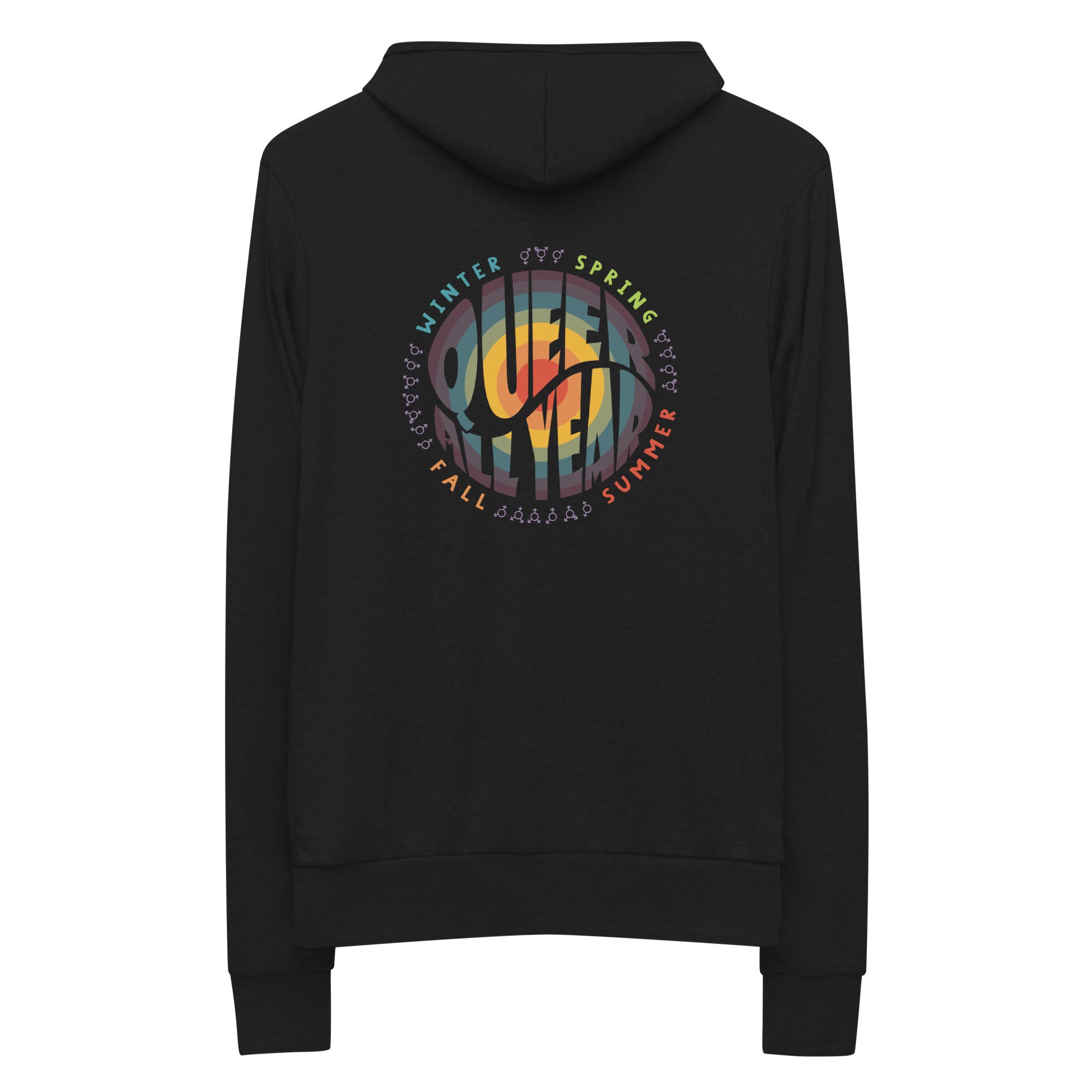 “Queer All Year” Unisex zip hoodie