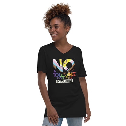 No Tolerance for the Intolerant Unisex fit Short Sleeve V-Neck T-Shirt