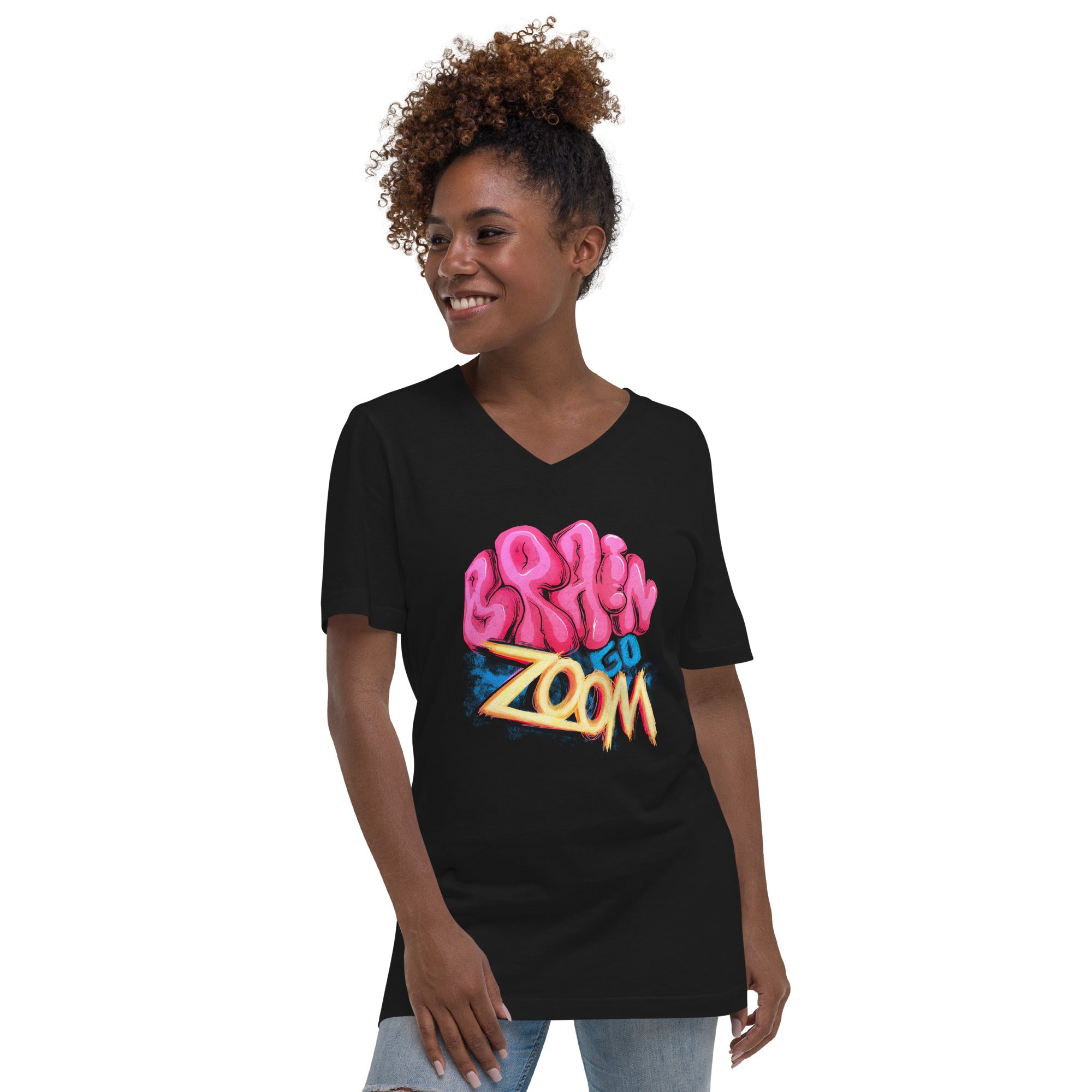 "Brain go Zoom" Unisex Short Sleeve V-Neck T-Shirt