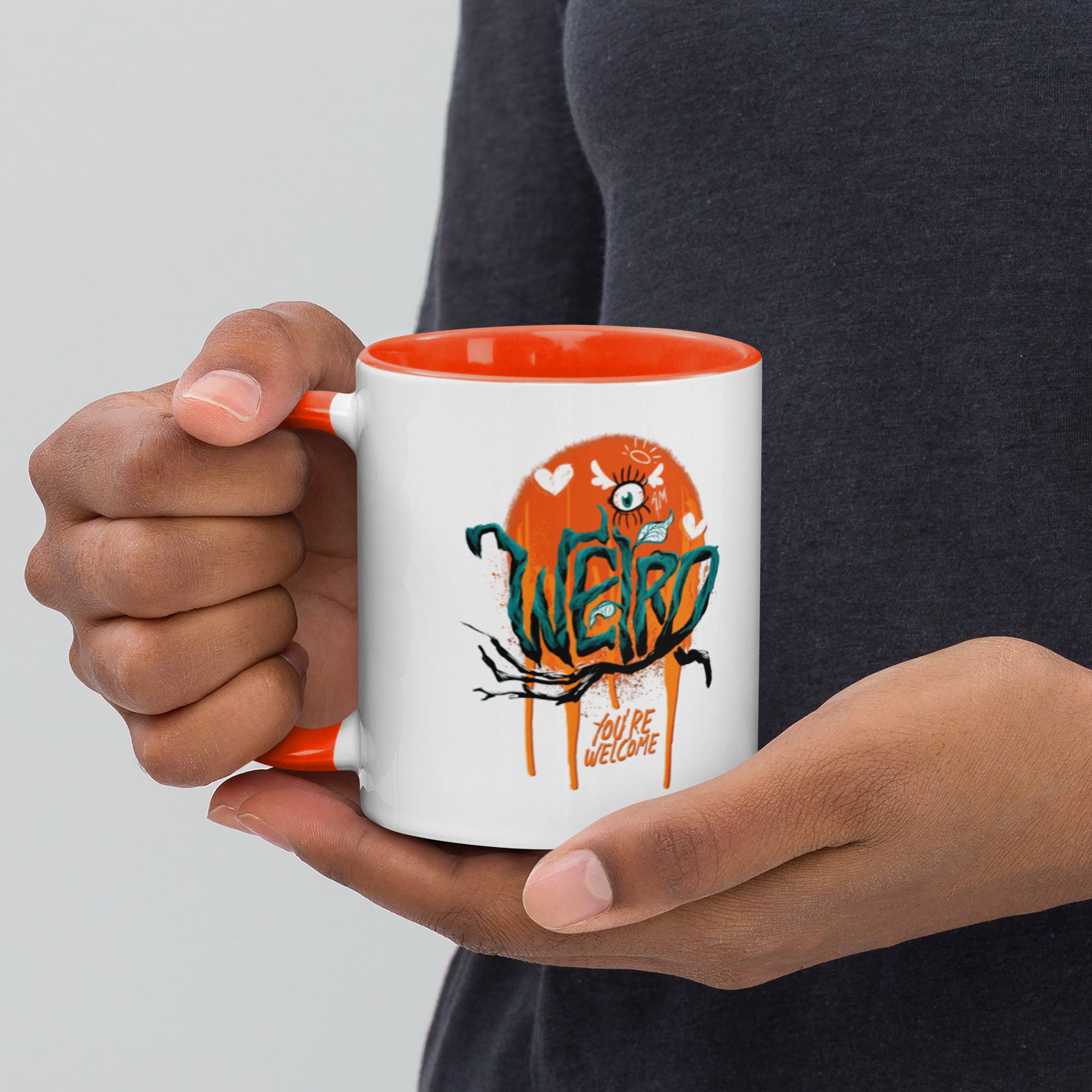 "I'm Weird, You're Welcome" Mug with Color Inside